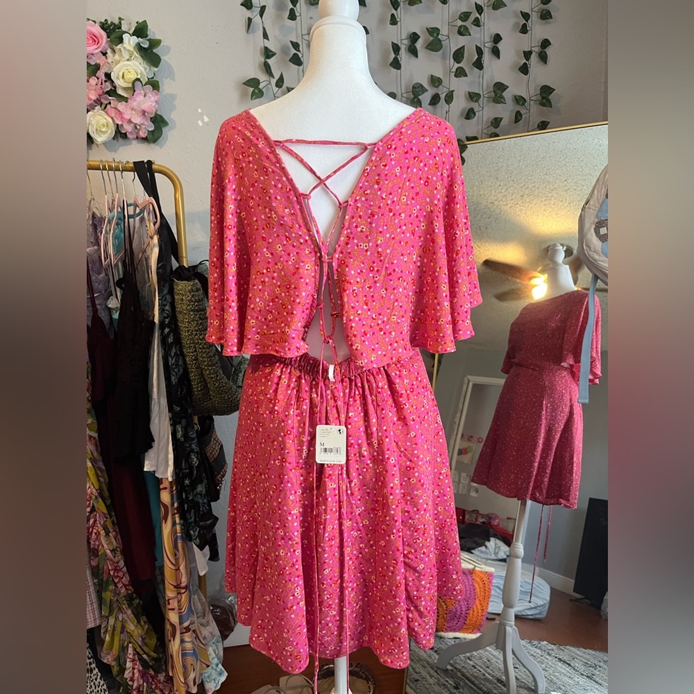 NWT free people Florence mini dress// Pink// Free People// medium - Picture 5 of 7